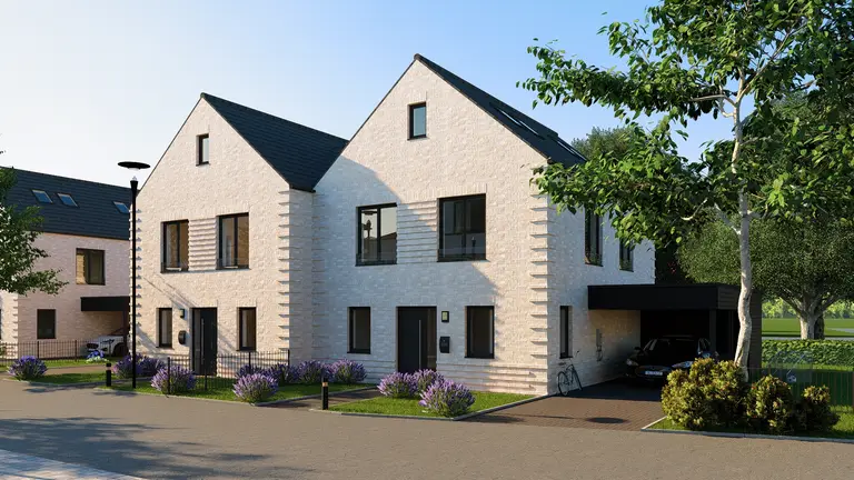 Visualisierung: Doppelhaus mit heller Klinkerfassade